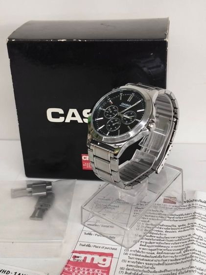 Casio MTP-V300D-1A หน้าปัดดํา สายสแตนเลส ทรงคลาสสิก ใช้งานปกติ มีกล่องและใบ รูปที่ 3