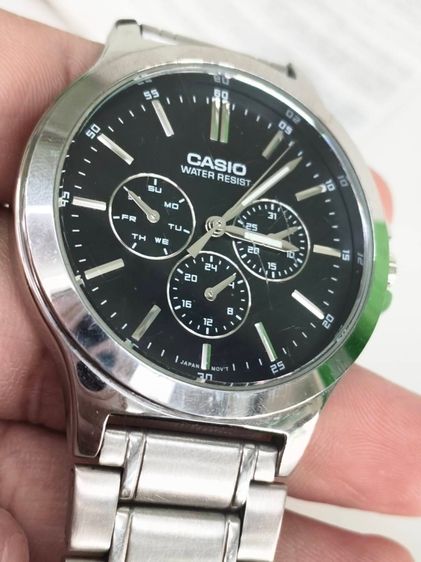 Casio MTP-V300D-1A หน้าปัดดํา สายสแตนเลส ทรงคลาสสิก ใช้งานปกติ มีกล่องและใบ รูปที่ 6