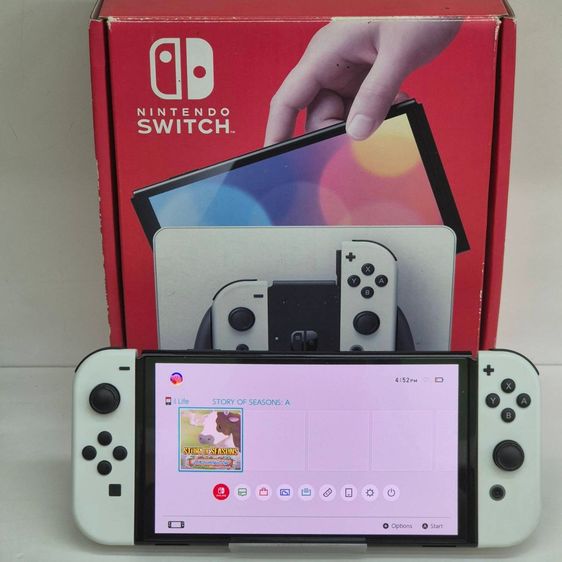 เครื่องเกมส์นินเทนโด เชื่อมต่อไร้สายได้ Nintendo Switch OLED สีขาว กล่องครบ Dock Joy-Con Grip อะแดปเตอร์ สาย HDMI สายคล้องจอย อุปกรณ์ครบชุด