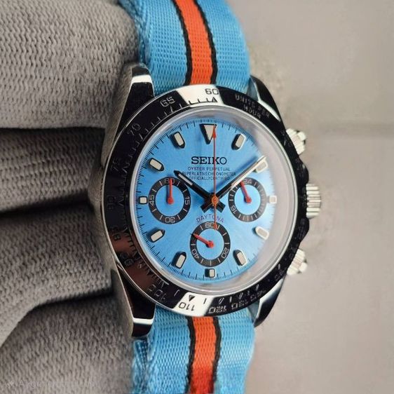 ฟ้า Seiko Modify Daytona Racing Gulf RedOrange Hands
