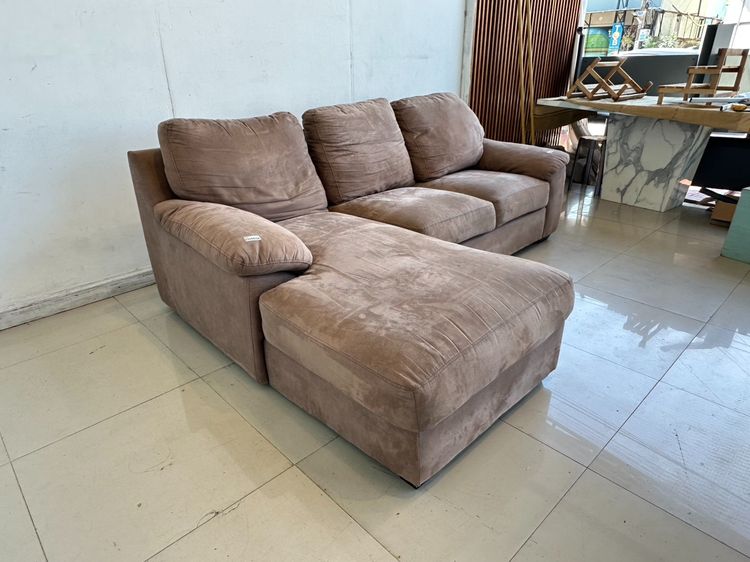 โซฟาแอล แบรนด์ SB FURNITURE เบาะผ้ากำมะหยี่สีน้ำตาล รูปที่ 3