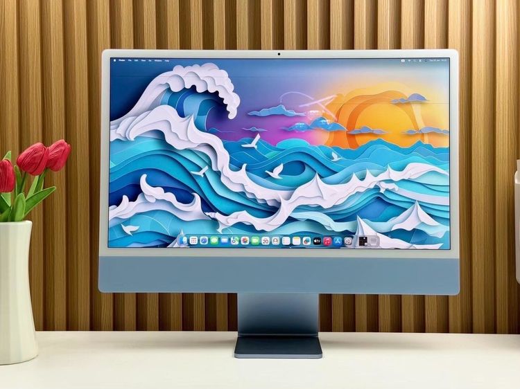 Apple แมค โอเอส 8 กิกะไบต์ อื่นๆ ไม่ใช่ iMac 24-inch M1 2021 Ram8GB SSD256GB CPU8-Core GPU8-Core 4Ports Blue