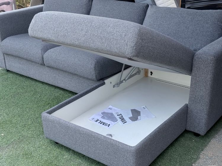 โซฟา L 3ที่นั่ง L สลับได้ ถอดซักได้ ผ้าใหม่ เปิดเก็บของได้ IKEA รุ่น VIMLE  รูปที่ 6