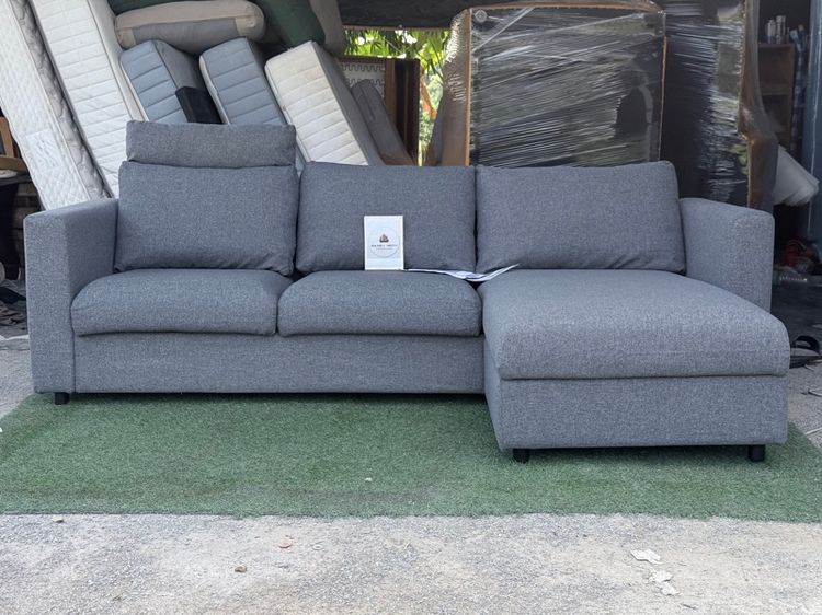 เทา 4+ ที่นั่ง โซฟา L 3ที่นั่ง L สลับได้ ถอดซักได้ ผ้าใหม่ เปิดเก็บของได้ IKEA รุ่น VIMLE 