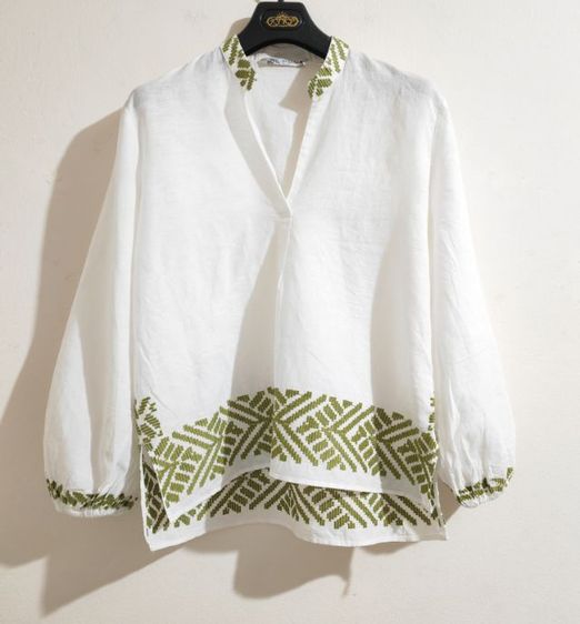 แขนยาว ขาว XS เสื้อเชิ้ตและเสื้อผู้หญิง อื่นๆ ซาร่า เสื้อเบลาส์ (Blouse) ลินินเนื้อบาง