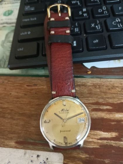 Vintage MIDO OCEAN STAR POWERWIND AUTOMATIC ออโต ไขลาน เดินปรกติ สภาพดี หน้าเฟดเก่าเดิม คลาสสิค 37มม.รวมมะยม พร้อมสายหนังแท้เย็บมือ พร้อมส่ง รูปที่ 10