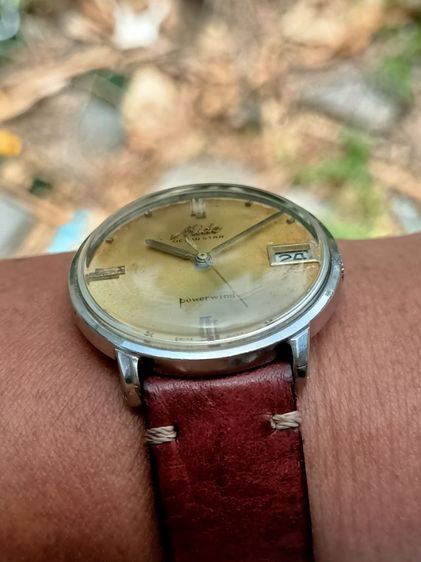 Vintage MIDO OCEAN STAR POWERWIND AUTOMATIC ออโต ไขลาน เดินปรกติ สภาพดี หน้าเฟดเก่าเดิม คลาสสิค 37มม.รวมมะยม พร้อมสายหนังแท้เย็บมือ พร้อมส่ง รูปที่ 4