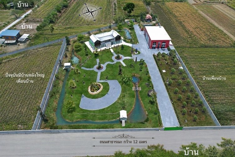 ขายที่ดิน 4 ไร่ถมแล้ว บางเลน นครปฐม มีบ้านเดี่ยวหลังใหญ่และโกดังพร้อมใช้