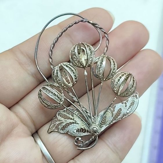 🔖เข็มกลัดเงินแท้ชิ้นใหญ่ ตอกโค้ด925 วินเทจเก่า ของจริงสวยมาก   งานจากญี่ปุ่น