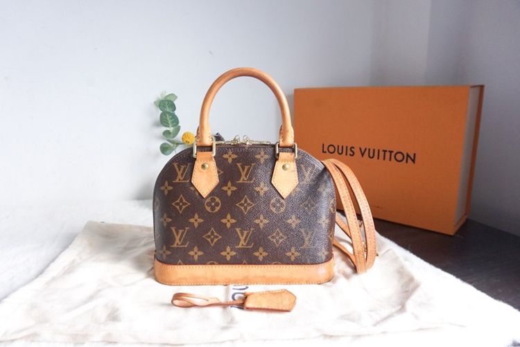 หญิง น้ำตาล หนังแท้ louis vuitton alma bb ปี2018