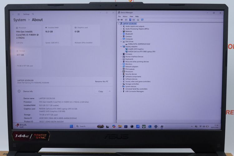 ASUS TUF GAMING F15 Core i5-11400H.RTX3060 RAM16.512GB รูปที่ 2