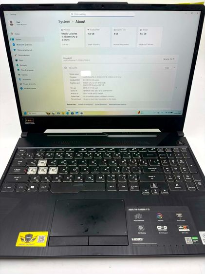 E2489 โน๊ตบุ๊ค Asus Corei5 10310H SSD512GB RAM16 GB ราคา 11,900 บ รูปที่ 2