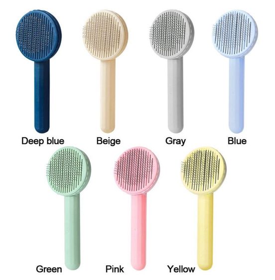อาบน้ำและแต่งขน แปรงหวีขนสัตว์เลี้ยงแบบกดปุ่มดันขนออก (Self-Cleaning Slicker Brush) สำหรับสุนัขและแมว