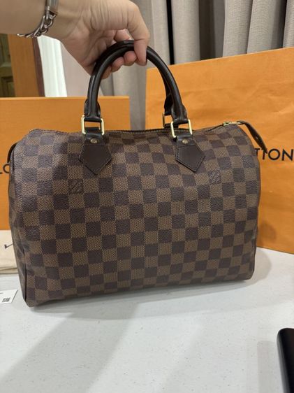 หญิง น้ำตาล หนังแท้ Louis Vuitton LV speedy 30 Dami แท้  สภาพดี สวย