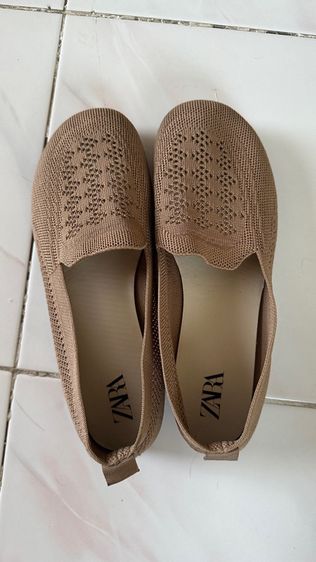รองเท้าส้นแบน น้ำตาล UK 7 | EU 40 2/3 | US 8.5 รองเท้าคัทชูผ้าทอ ZARA พื้นนุ่ม รองเท้านิ่มมากๆ