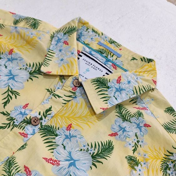 Hawaii Shirt เสื้อฮาวาย แบรน์ Denim Flower สภาพใหม่ป้ายห้อย รูปที่ 5