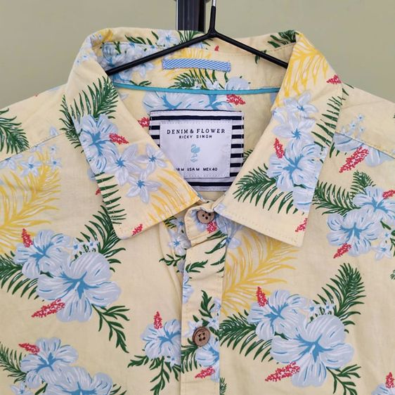 Hawaii Shirt เสื้อฮาวาย แบรน์ Denim Flower สภาพใหม่ป้ายห้อย รูปที่ 2