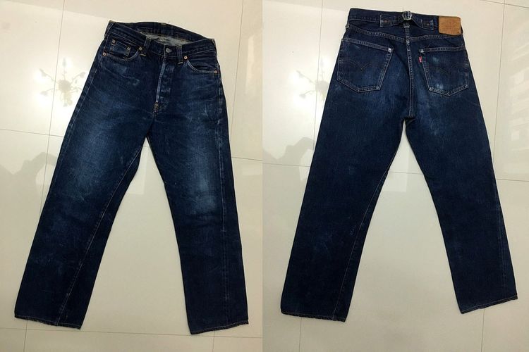 อื่นๆ ฟ้า ไม่มีแขน กางเกงยีนส์มือสอง Levi's 201 Big E made in USA เอว 29 นิ้ว