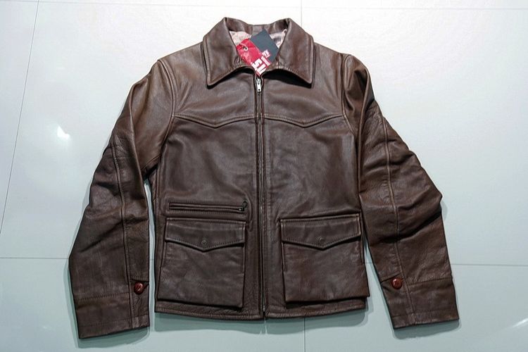 เสื้อแจ็คเก็ต | เสื้อคลุม น้ำตาล แขนยาว เสื้อหนัง Levi's Vintage Clothing LVC 1950s Leather Jacket Ride the Wild sz S