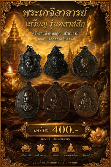 เหรียญหลวงพ่อคง หลวงปู่ดุลย์ หลวงพ่อสมภพ หลวงปู่เพิ่ม หลวงปู่ทิม 