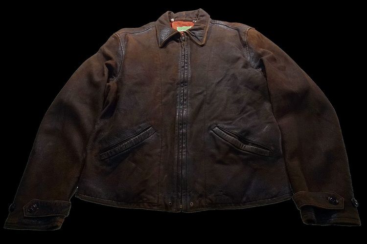 เสื้อแจ็คเก็ต | เสื้อคลุม น้ำตาล แขนยาว Levi's Vintage 1930S Menlo Leather Jacket version Blown SZ M