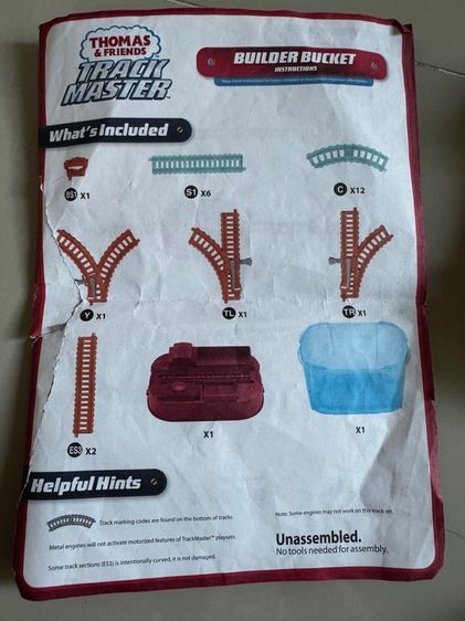 รถไฟของเล่นและชุดรางรถไฟ builder bucket TRACKMASTER พร้อมรถไฟ Thomas 3 คัน