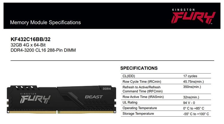 ขาย Ram Kingston Fury DDR4-3200 32GB รูปที่ 4