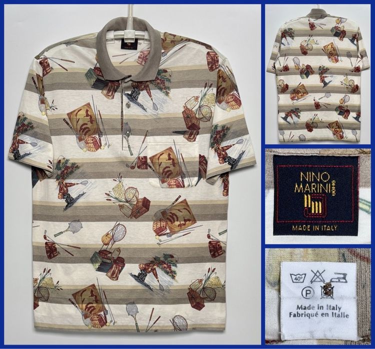 แขนสั้น ⚠️ MADE IN ITALY‼️เสื้อโปโล NINO MARINI ของแท้ ลายสวยหายาก