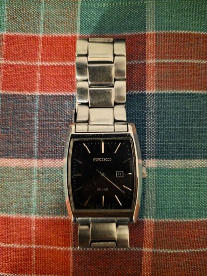 นาฬิกา Seiko Solar ทรง Tank หน้าปัดสีดำ