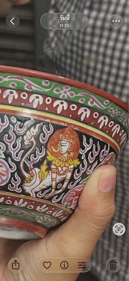 ชาม เบญจรงค์ ลายเทพพนม นรสิงห์ ยุคปลายรัตนโกสินทร์ เซตสามใบ รูปที่ 8