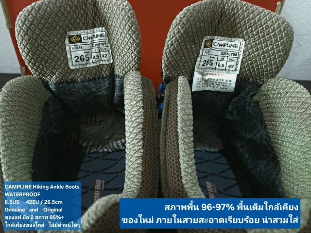 CAMPLINE Hiking Ankle Boots, Men's 8.5US 42EU(26.5cm) Original ของแท้ มือ 2 สภาพใกล้เคียงของใหม่, รองเท้า CAMPLINE หนังแท้ พื้นเต็ม สวยมาก รูปที่ 17