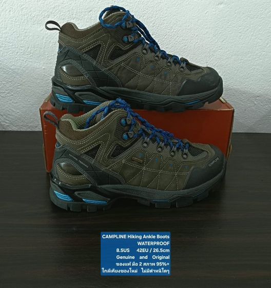 CAMPLINE Hiking Ankle Boots, Men's 8.5US 42EU(26.5cm) Original ของแท้ มือ 2 สภาพใกล้เคียงของใหม่, รองเท้า CAMPLINE หนังแท้ พื้นเต็ม สวยมาก รูปที่ 14
