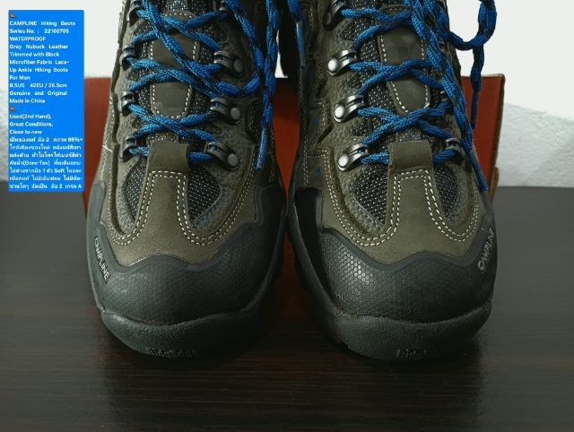 CAMPLINE Hiking Ankle Boots, Men's 8.5US 42EU(26.5cm) Original ของแท้ มือ 2 สภาพใกล้เคียงของใหม่, รองเท้า CAMPLINE หนังแท้ พื้นเต็ม สวยมาก รูปที่ 7