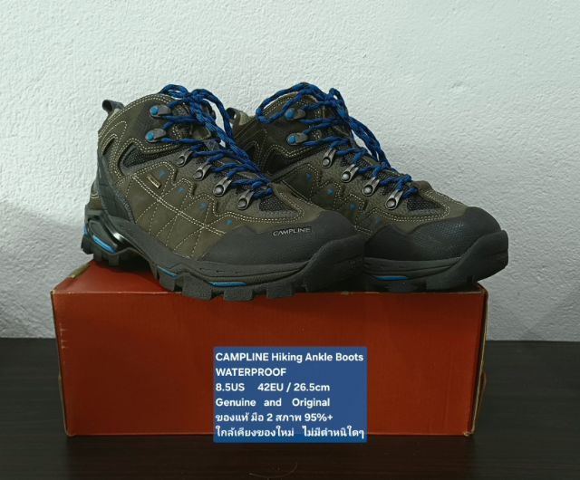 CAMPLINE Hiking Ankle Boots, Men's 8.5US 42EU(26.5cm) Original ของแท้ มือ 2 สภาพใกล้เคียงของใหม่, รองเท้า CAMPLINE หนังแท้ พื้นเต็ม สวยมาก รูปที่ 4