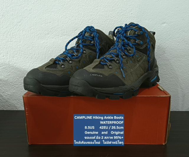 CAMPLINE Hiking Ankle Boots, Men's 8.5US 42EU(26.5cm) Original ของแท้ มือ 2 สภาพใกล้เคียงของใหม่, รองเท้า CAMPLINE หนังแท้ พื้นเต็ม สวยมาก รูปที่ 5