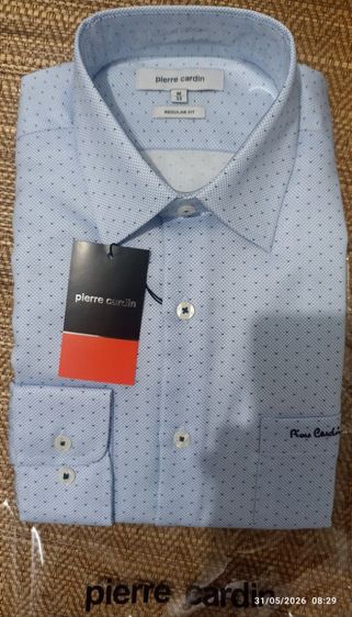 เสื้อเชิ้ตแขนยาว ของใหม่ Pierre Cardin ปีแอร์ การ์แดง มีกระเป๋าที่อกซ้าย Regular Fit size M 33 รูปที่ 3