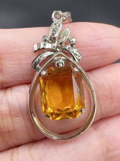 📌จี้เงินแท้งานเก่า ตอก 18K พลอยแท้ซิทริน💛 นน. 3.5 กรัม  