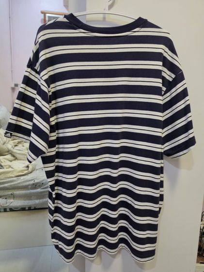 เสื้อยืด Adidas ลายริ้ว สีกรมครีมขาว รูปที่ 2
