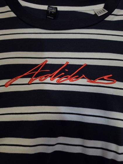 เสื้อยืด Adidas ลายริ้ว สีกรมครีมขาว รูปที่ 7