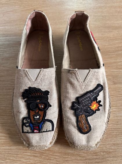ผ้า Joy and Mario Natural Canvas Espadrille Slip On Shoes เบอร์ 43