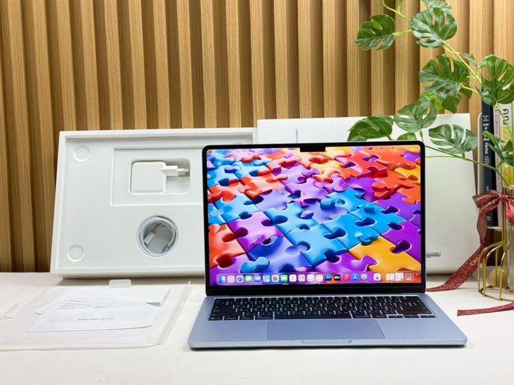 แมค โอเอส 16 กิกะไบต์ อื่นๆ ใช่ MacBook Air 13.6-inch M4 2025 Ram16GB SSD256GB SkyBlue apple care 29 April 2027 