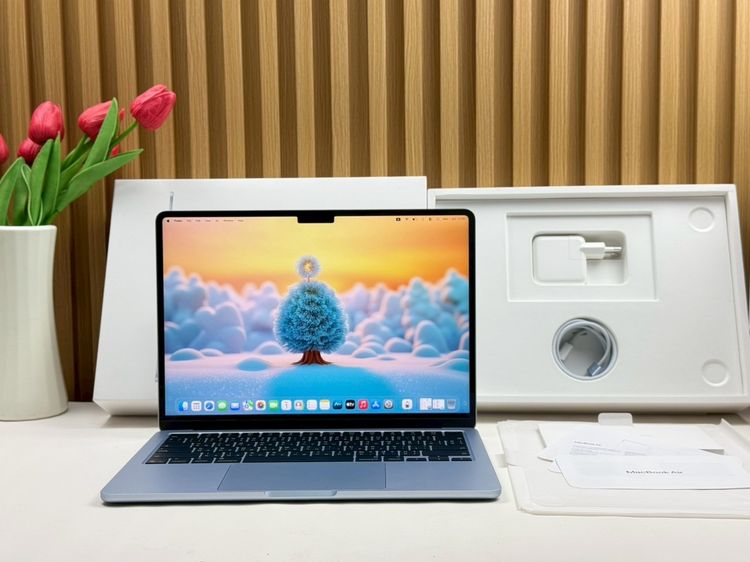 แมค โอเอส 16 กิกะไบต์ อื่นๆ ใช่ MacBook Air 13.6-inch M4 2025 Ram16GB SSD256GB SkyBlue apple care 29 April 2027 