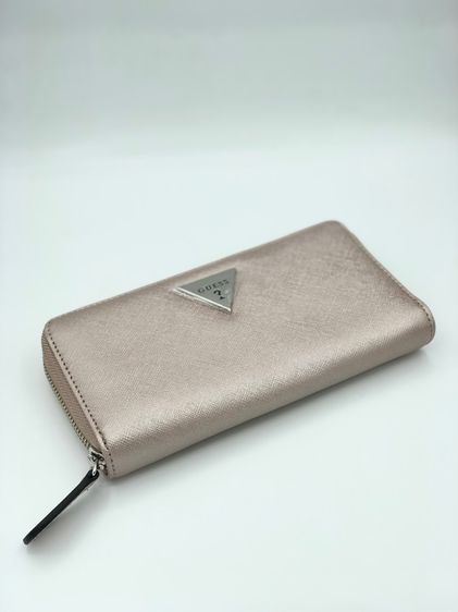 หญิง ชมพู หนัง PU GUESS Lathan SLG Medium Zip Around Rosegold