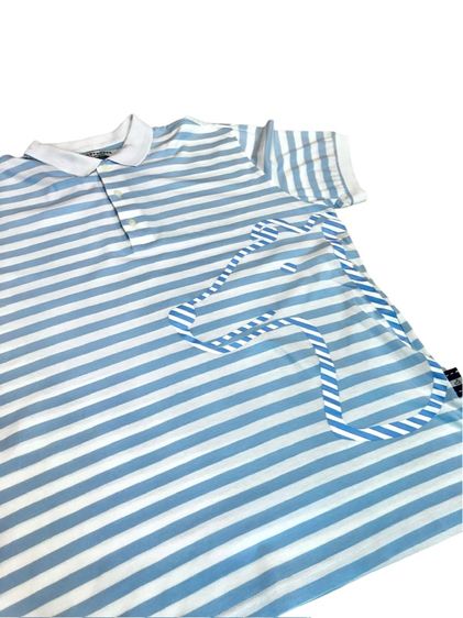 SMILEYHOUND Polo Shirt ลายทางฟ้า-ขาว รูปที่ 3