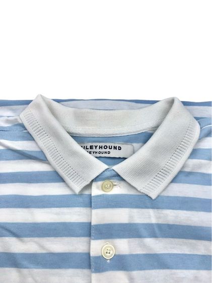 SMILEYHOUND Polo Shirt ลายทางฟ้า-ขาว รูปที่ 4