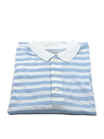 SMILEYHOUND Polo Shirt ลายทางฟ้า-ขาว