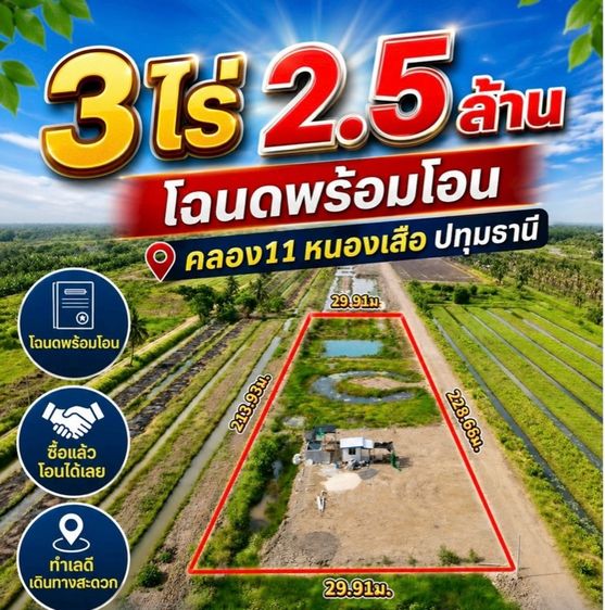 ใช่ 🎗️ที่ดินทำเลดี🎗️ คลอง 11 