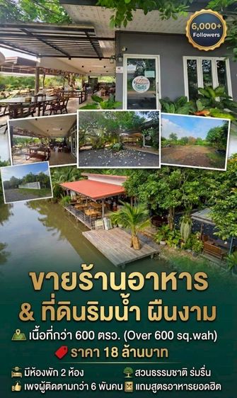 🏡 ขายด่วน ร้านอาหารพร้อมที่ดินริมน้ำ ทำเลพักผ่อน บรรยากาศร่มรื่น เริ่มธุรกิจได้ทันที