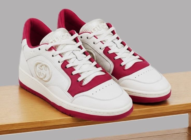 Gucci Mac 80 Pink White Interlocking G low-top Sneakers Leather รูปที่ 2