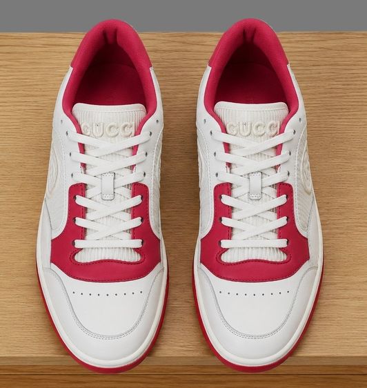 Gucci Mac 80 Pink White Interlocking G low-top Sneakers Leather รูปที่ 4